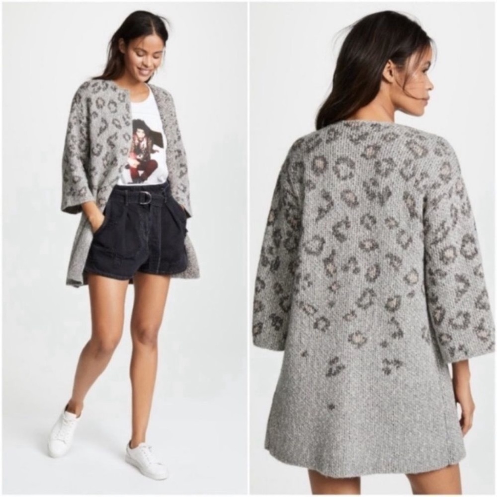 Cupcakes & Cashmere KLine Leopard Print Cardigan Size Small
